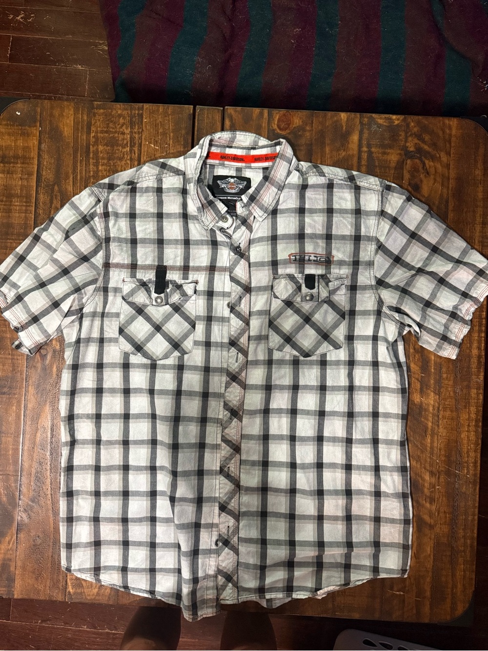 Harley-Davidson Gray Plaid Short Sleeve Button-Up | Men’s Casual Biker Shirt